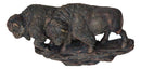 Faux Bronze Native American Brown Bison Buffalo Herd Wall Sculpture Relief 21"L