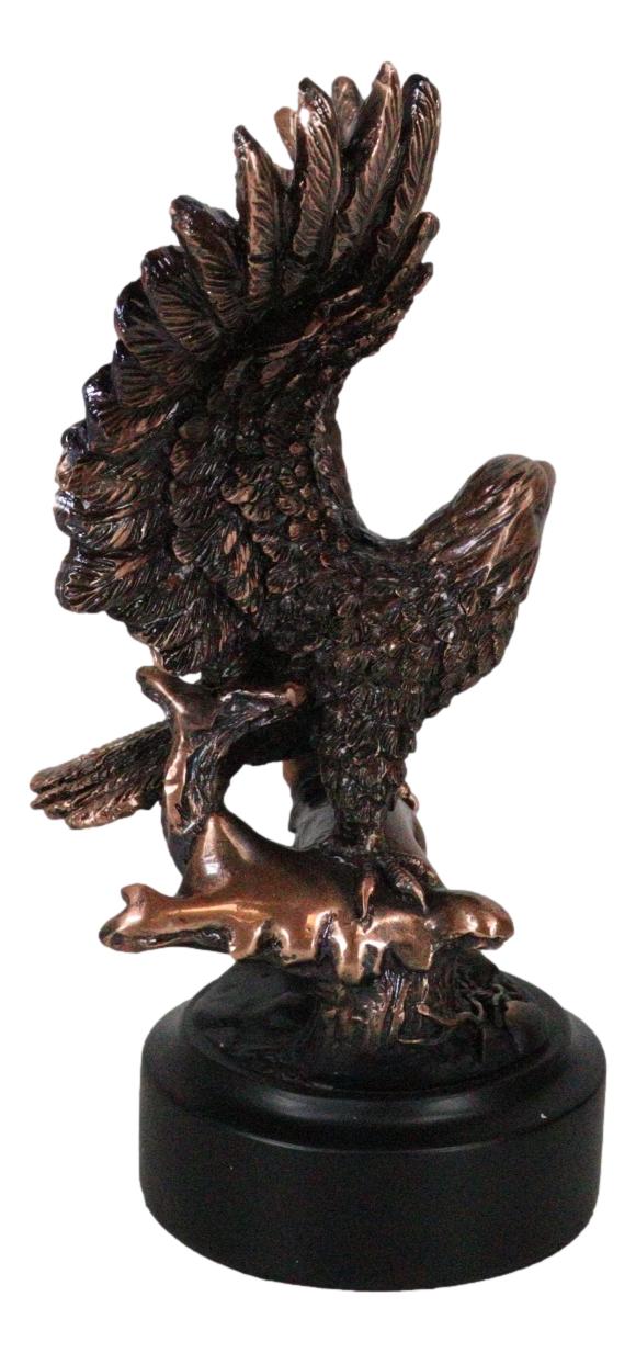 Wings Of Glory Bald Eagle Perching On Tree Bronzed Resin Figurine With Base