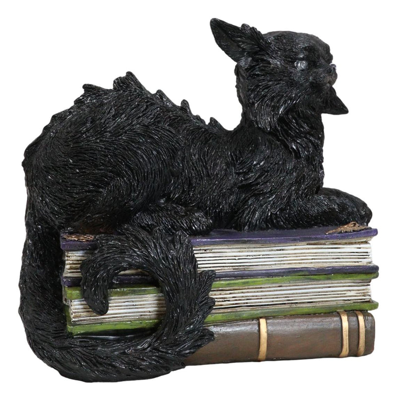 Witching Hour Mystical Black Cat With LED Eyes On Witchcraft Books Figurine