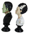 Set Of 2 Victor Frankenstein With Elizabeth Bride Bust Figurines With LED Eyes