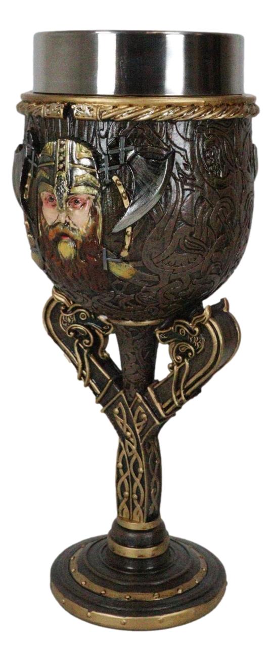 Viking Berserker Warrior Wine Goblet Chalice With Dragon Longship Boat Stem