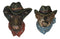 Set of 2 Western Cowboy Bulldog Dog and Bull Cow Hats and Scarves Wall Plaques