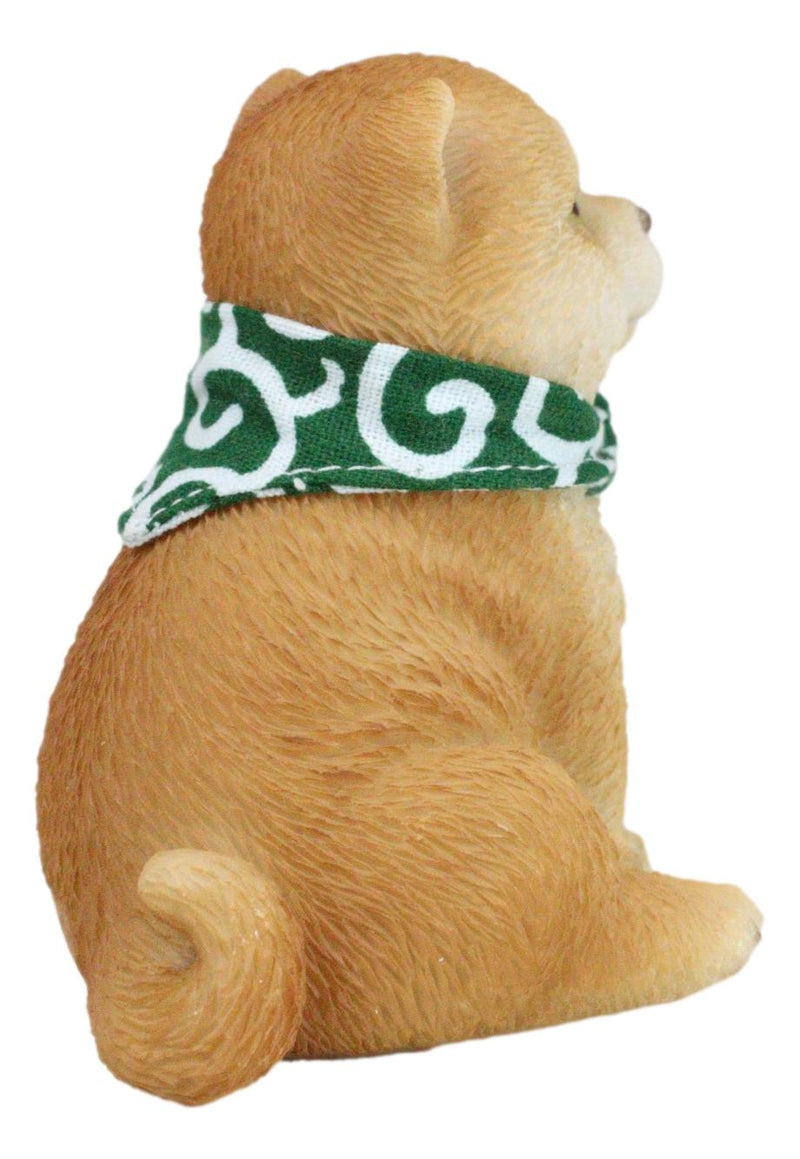 Lifelike Adorable Sitting Japanese Shiba Inu Puppy Dog with Scarf Mini Figurine