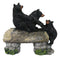 Forest Teamwork Black Bears And Cub Family Crossing Tree Log Bridge Figurine