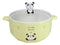 Ceramic Yellow Lovely Panda 30oz Noodle Dessert Food Bowl W/ Glass Lid