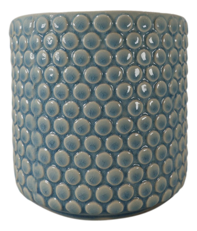 Ceramic Turquoise Sky Blue Bubbles Dots Crackle Glazed Floral Vase Planter Pot