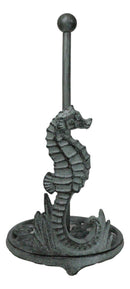 Cast Iron Marine Seahorse With Scroll Pattern Base Kitchen Paper Towel Holder