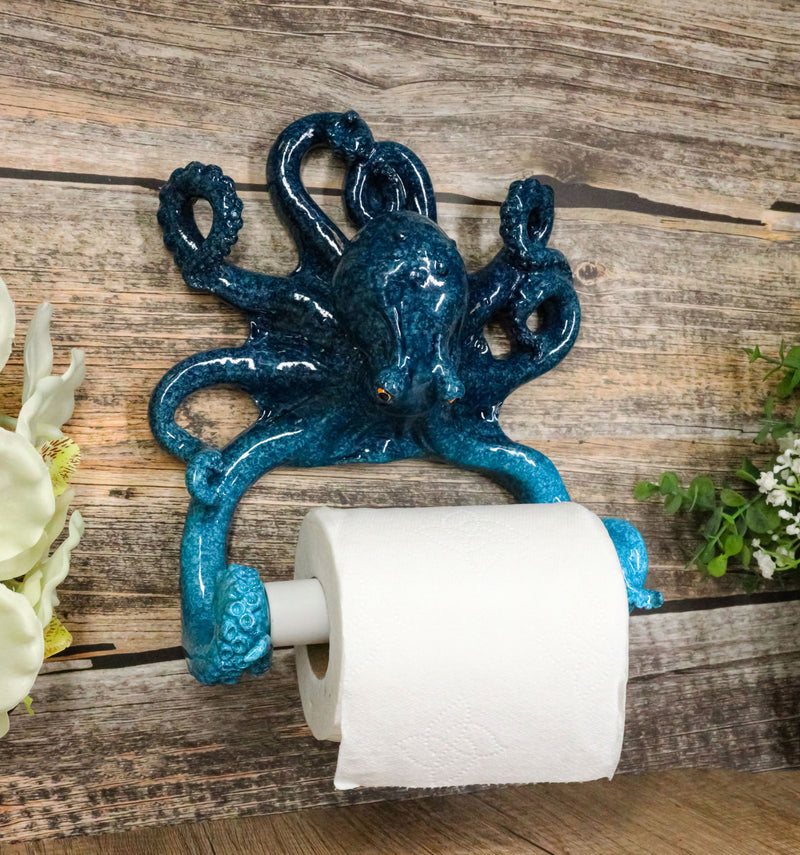 Nautical Marine Ocean Blue Sea Octopus Tentacles Wall Toilet Paper Holder