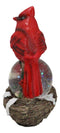 Red Cardinal Bird On Tree Branch Nest With Chicks Water Globe Mini Figurine