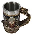 Viking Skull Berserker Warrior Wearing Horned Helmet Axes And Shields Coffee Mug