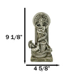 Greek Goddess Medusa With Hair Of Snakes And Serpent Tail By Altar Figurine