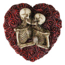 Love Never Dies Gothic Skeleton Lovers on Red Rose Wreath Decorative Trinket Box