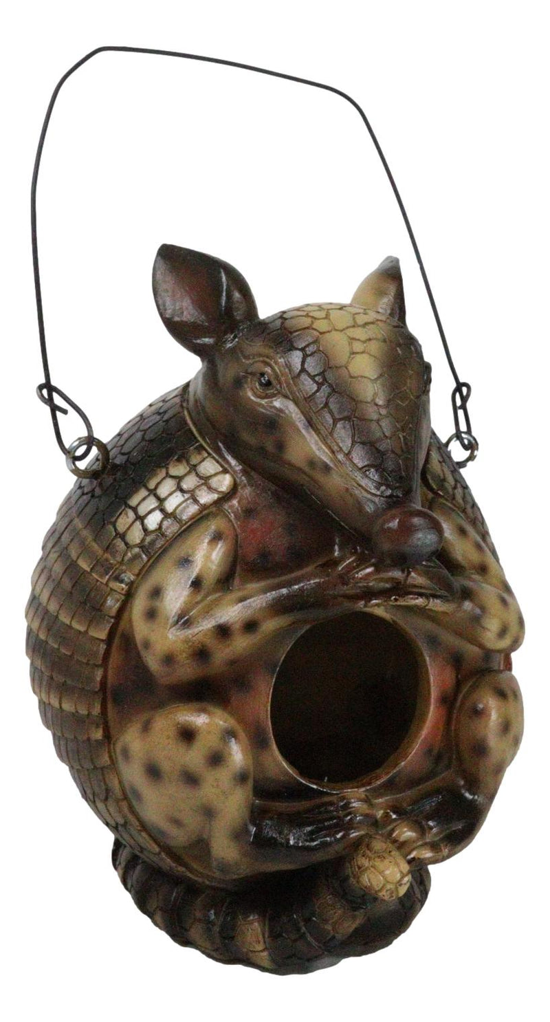 Rustic Western Wildlife Armored Armadillo Wire Hanging Birdhouse Bird Feeder