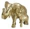 Royal Gold Mandala Ornate Design Elephant and Calf with Trunks Up Figurine