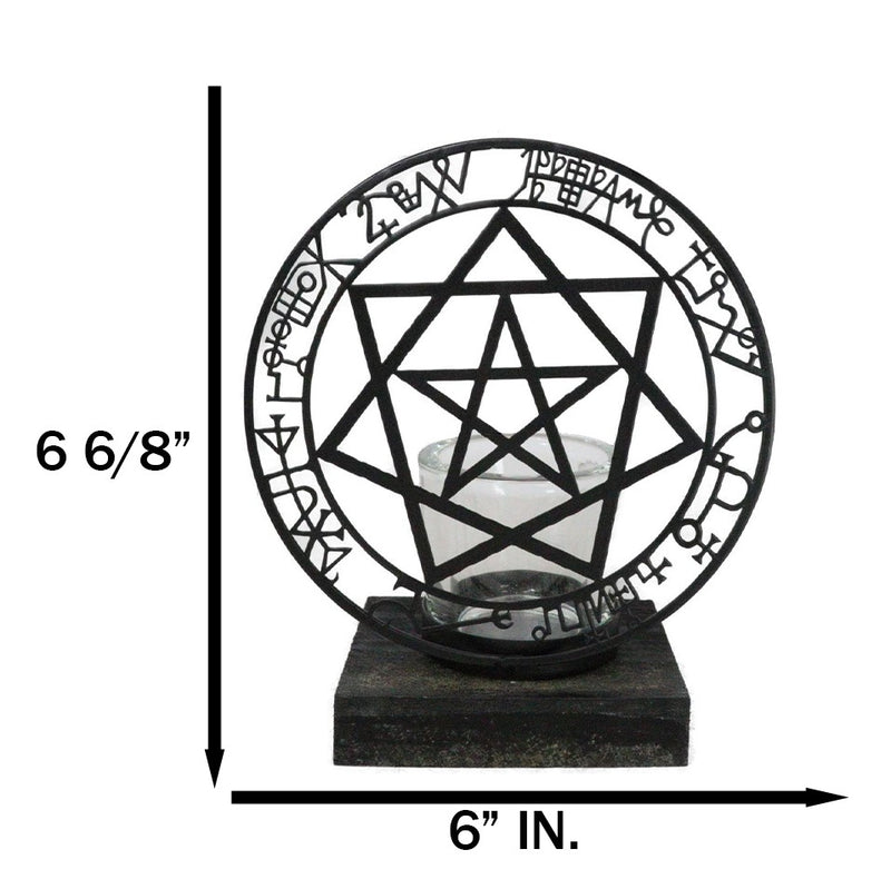 Wicca Occultic Angels and Demons Sacred Mystic Sigils Metal Votive Candle Holder