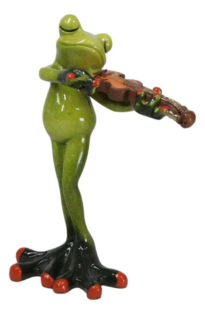 Classical Strings Symphony Green Toad Frog Playing The Violin Figurine