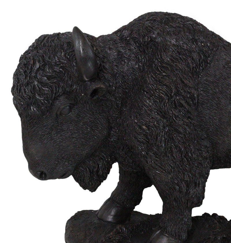 Large Southwestern Native American Bison Buffalo On Rock Rustic Statue 20" L