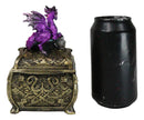 Metallic Purple Twilight Dragon Holding Rune Key On Treasure Chest Trinket Box