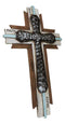 Rustic Western Faux Wood Blessed Faith Love Hope Family Grace Layered Wall Cross