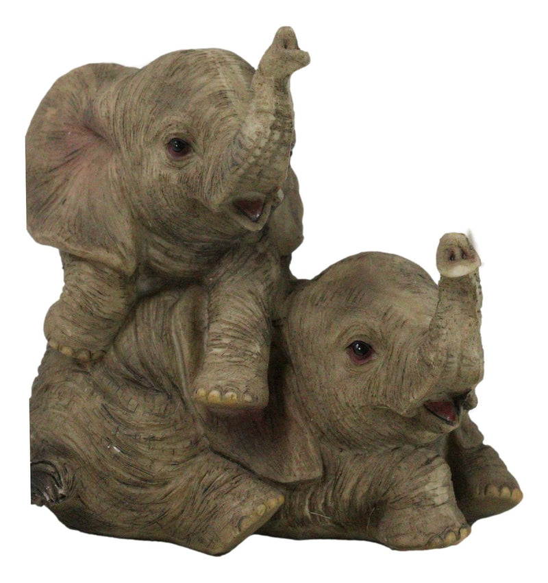 Jungle Frolic Safari Savanna Elephant Baby Calves Playing Together Figurine