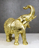 Feng Shui Zen Royal Gold Ornate Mandala Design Elephant With Trunk Up Figurine