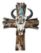 Southwestern Tribal Cow Skull With Arrows Turquoise Gems And Feathers Wall Cross