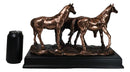 Large 15" Western Equine Beauty Three Horses Bronze Electroplated Resin Figurine