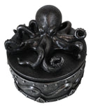 Faux Pewter Nautical Marine Octopus Keeper Of The Seas Decorative Box Figurine