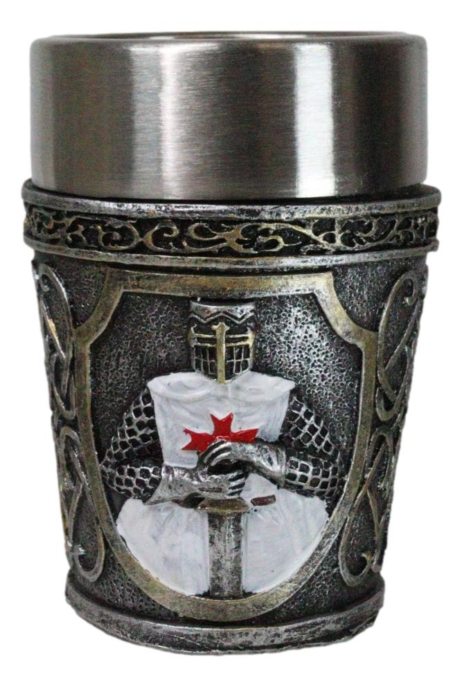 Pack of 4 White Cloak Medieval Templar Crusader Knight Shot Glasses Set of 4