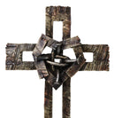 Rustic Western Faux Wooden Barnyard Planks Heart With Knotted Nails Wall Cross