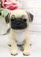 Realistic Lifelike Adorable Sitting Pug Dog Puppy Home Decor Figurine Pet Pal