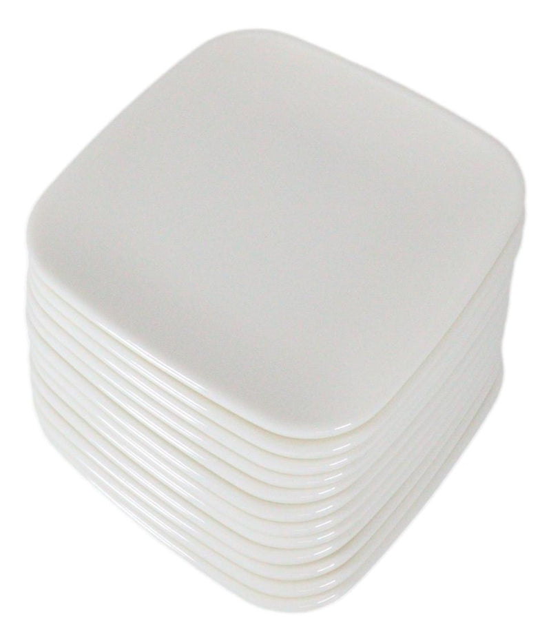 Contemporary 6.5" Square White Jade Melamine Salad Dessert Plates Pack Of 12