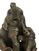 Jungle Shower Safari Savanna Elephant Mother and Calf with Trunks Up Figurine