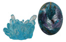 Blue Dragon In Acrylic Glass Egg With Aqua Crystals And LED Lava Rock Bases