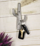 Pack of 2 Rustic Western Off White Metal Desert Saguaro Cactus 2-Pegs Wall Hooks