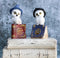 Pack Of 2 Witchcraft Spell Witch Snow Owls On Pentagram Spellbooks Figurine