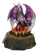 Metallic Purple Silver Volcano Dragon Mother Guarding LED Lighted Egg Figurine