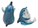 Set Of 2 Ocean Marine Dolphin Fish Wine Bottle And Salt Pepper Shakers Holders