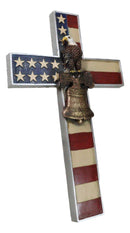 Patriotic American Flag Star Spangled Banner With Liberty Bell Eagle Wall Cross