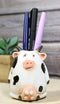 Western Country Farmhouse Holstein Bovine Cow With Udders Pen Holder Figurine