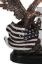 Patriotic American Bald Eagle Perching On Flag Photo Frame Bronze Resin Figurine