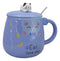 Blue Calico Cat Love Star Coffee Mug Cup With Spoon And Kitten Knob Lid 15oz