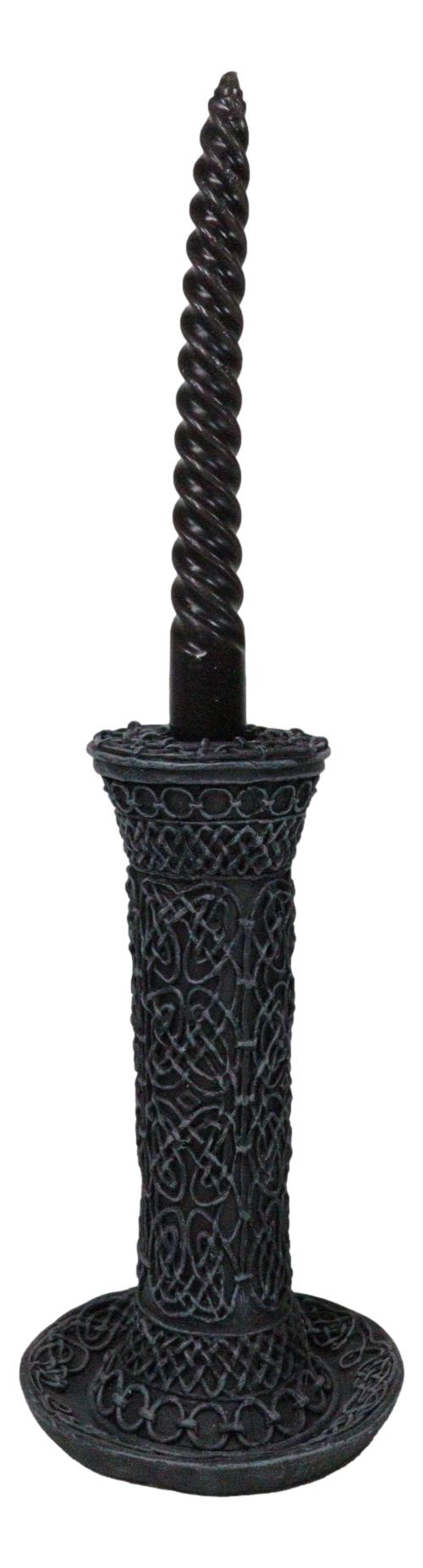 Wicca Celtic Knotwork Sacred Symbols Dark Art Taper Candle Holder Figurine