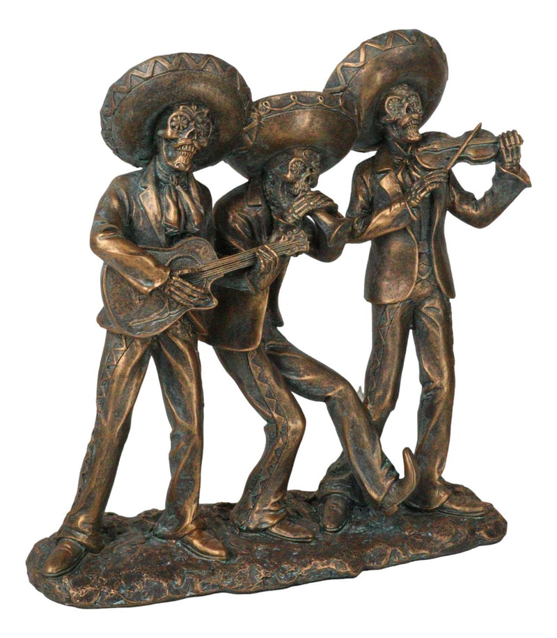 Day of The Dead Skeleton Mariachi Trio Guitarron Trumpet And Violin Figurine