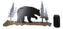 20"L Rustic Forest Black Bear By Pine Trees Silhouette Wood & Metal Wall Plaque