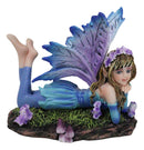 Fantasy Pink and Blue Girl Princess Fairy Lying On Lavender Meadows Figurine