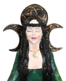 Wicca Witch Meditating With Triple Moon Sign And Cauldron Votive Candle Holder