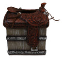 Rustic Western Faux Leather Cowboy Horse Saddle On Crate Tissue Box Holder Cover