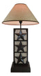 Rustic Western Triple Lone Stars Wood And Metal Bedside Desktop Table Lamp