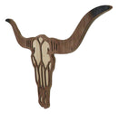 Rustic Western MDF Wood Longhorn Cow Skull Cutout Wall Decor Plaque 29.25"L